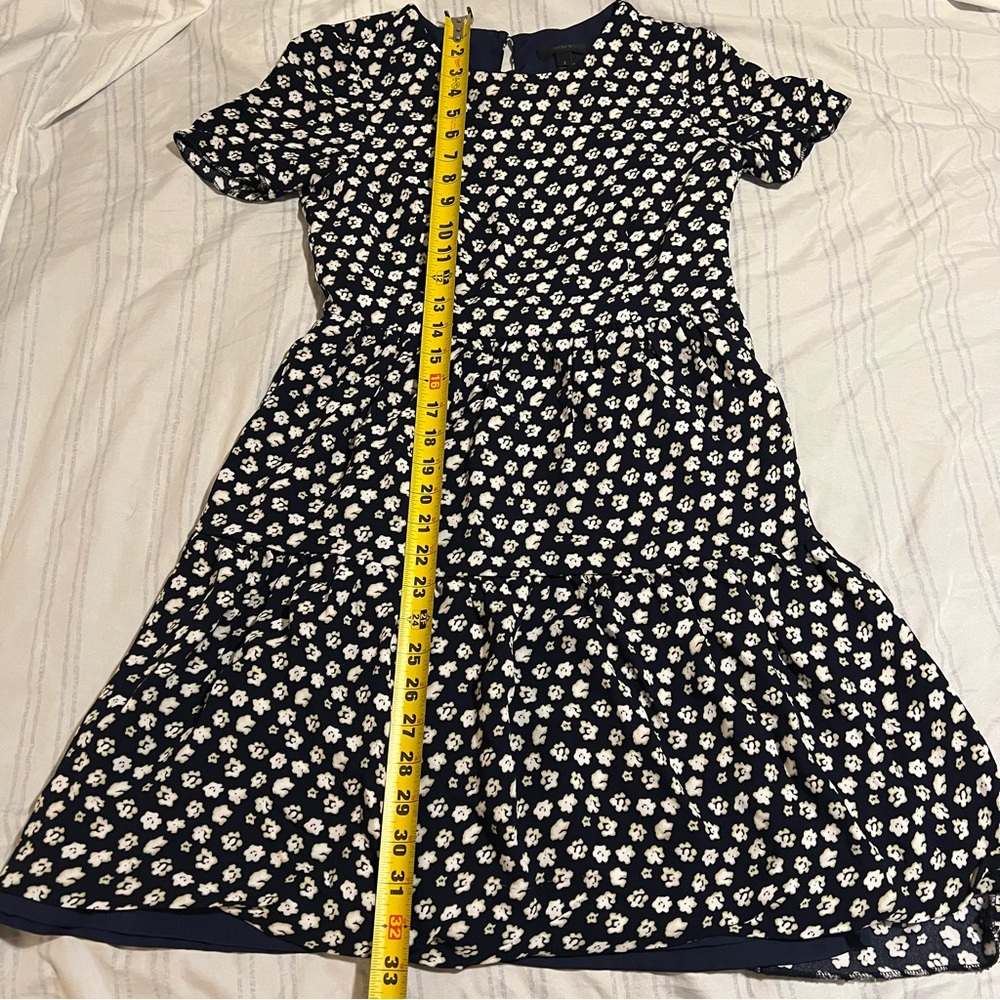 J. Crew Navy and White Floral Dress Women’s Size 2 - Picture 4 of 6